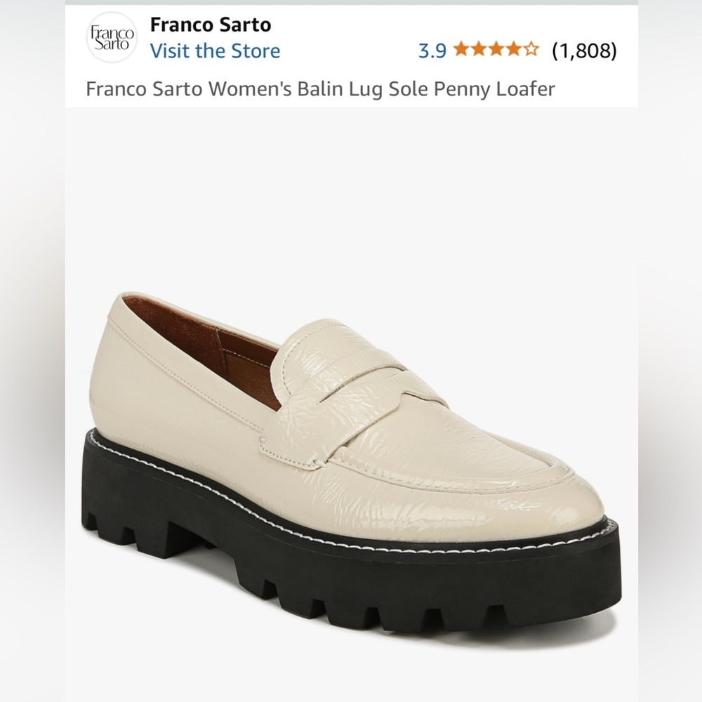 Franco Sarto Cream Loafers with Black Soles - Picture 2 of 7